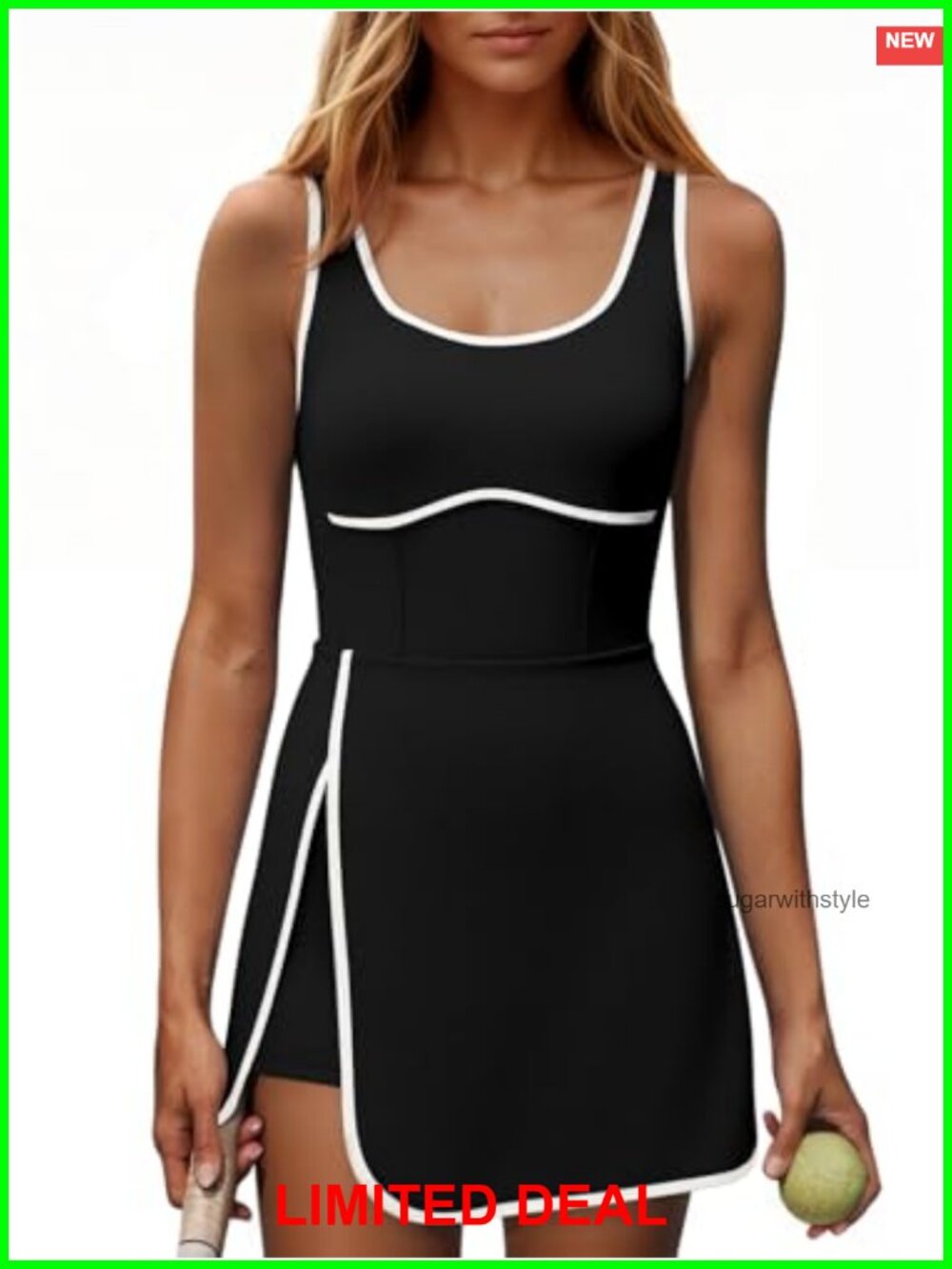 Women Athletic Tennis Golf Dress Built-in Bra Shorts Sleeveless